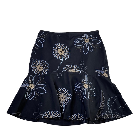 Vintage LOFT Ann Taylor Embroidery Wool Blend Trumpet Skirt Size 10 Y2K - Picture 1 of 14